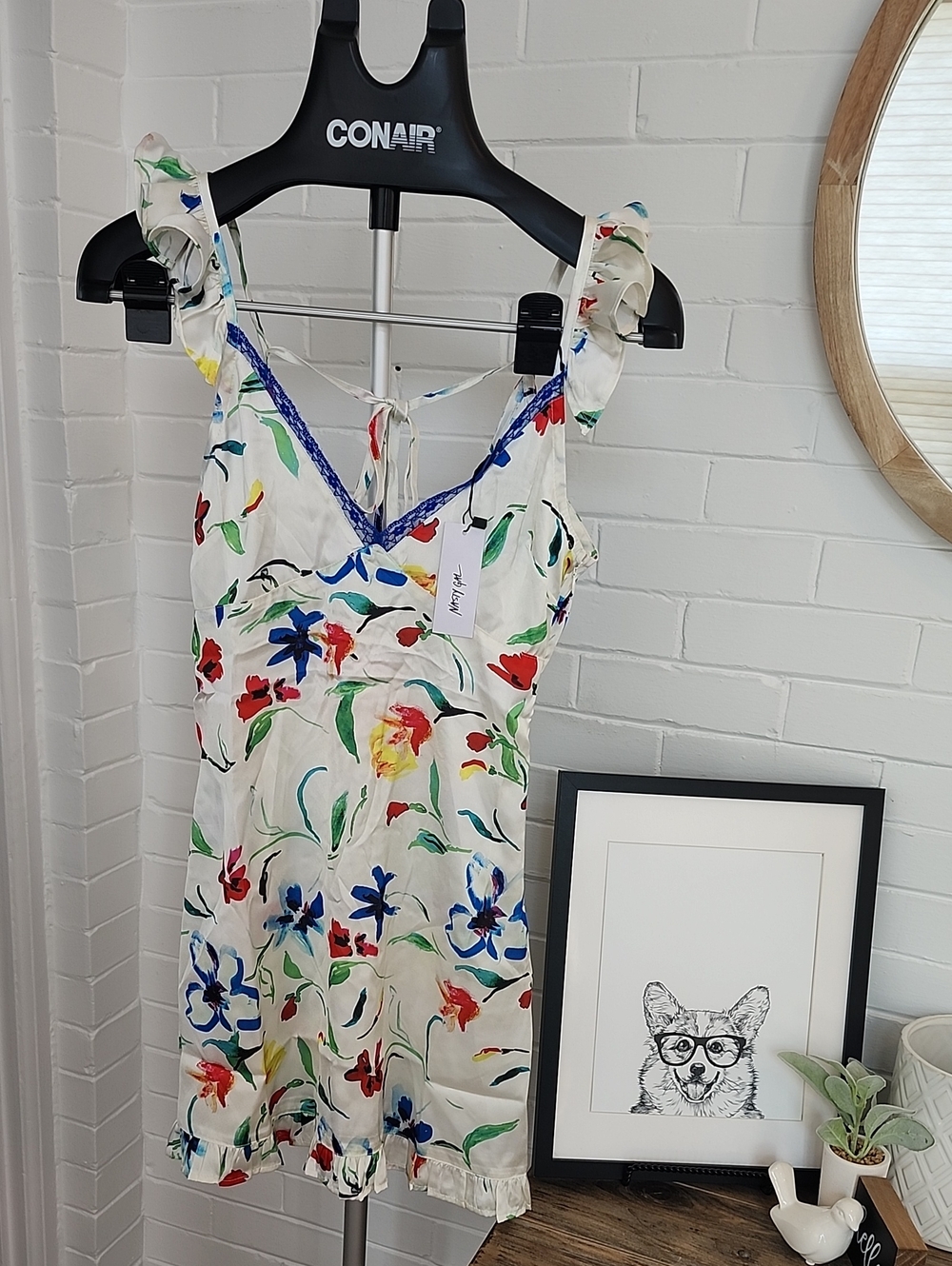 Nasty Gal White Floral Mini Dress with Multicolor Print